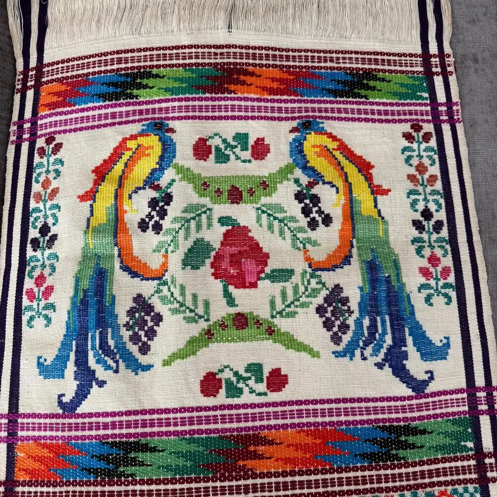 Vintage handwoven Guatemalan Mayan Textile Quetzal Bird hanging Wall Art